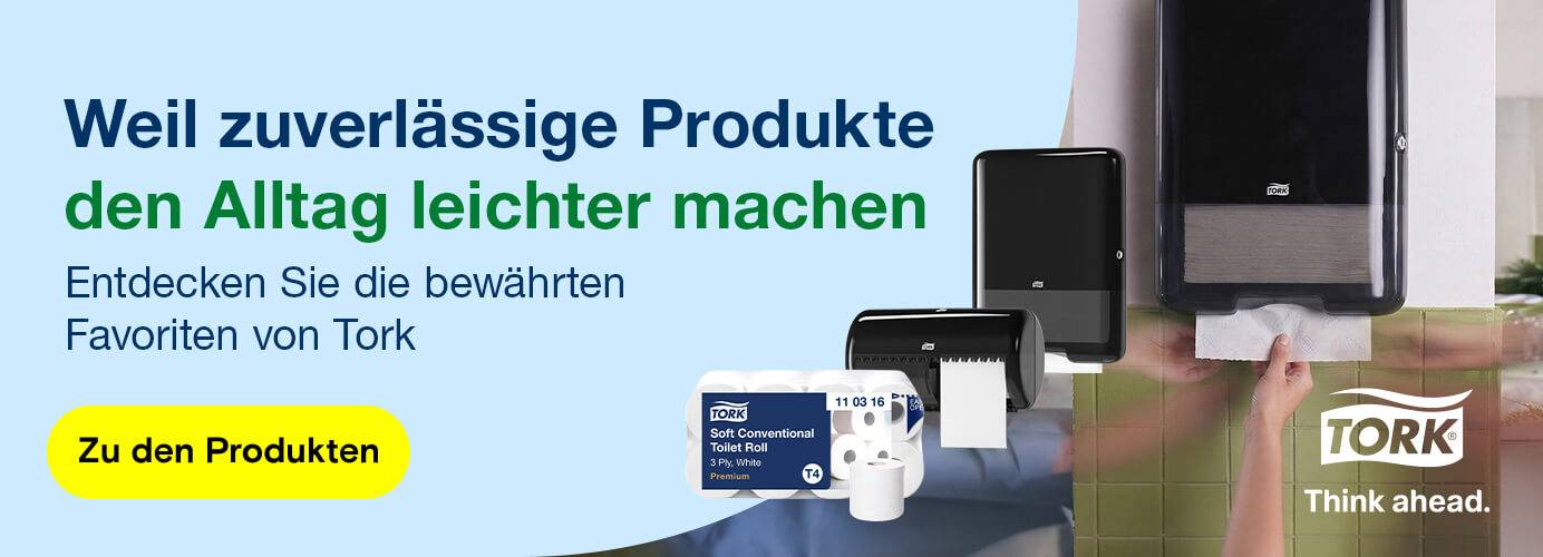 Vielfältige TORK Spender und Toilettenpapier, die für mehr Hygiene und einen leichteren Alltag sorgen.