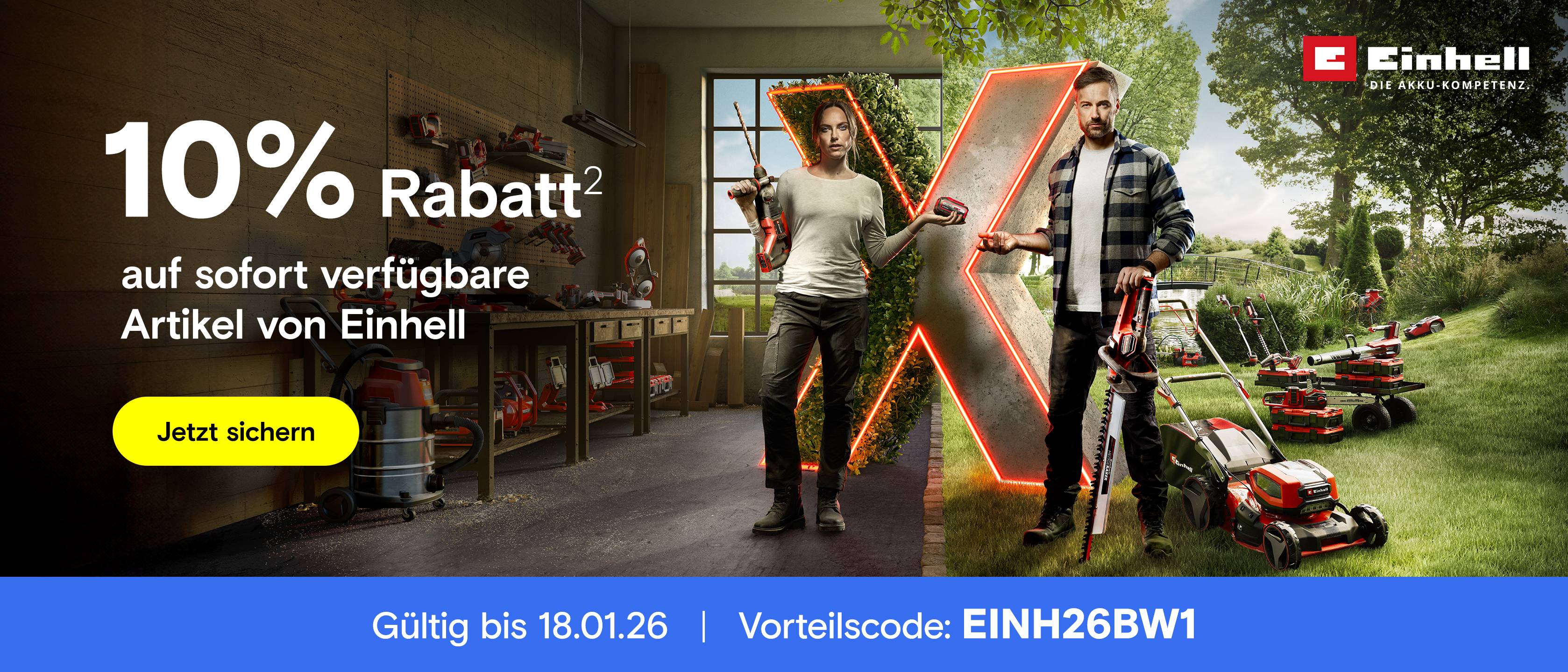 Jetzt Einhell - 10 % Rabatt sichern