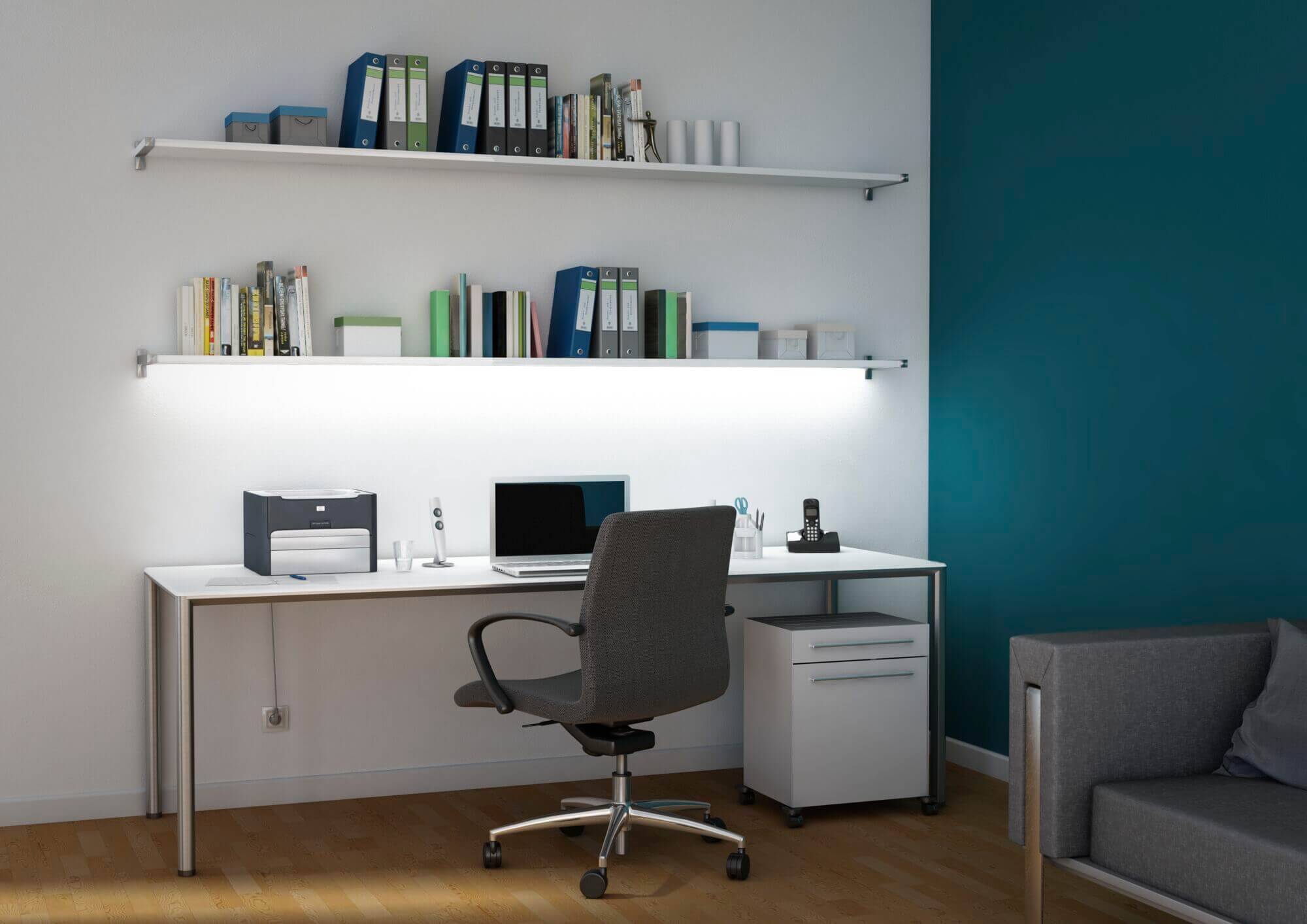 LED-Lichtbänder können auch ideal für die Beleuchtung im Arbeitszimmer genutzt werden