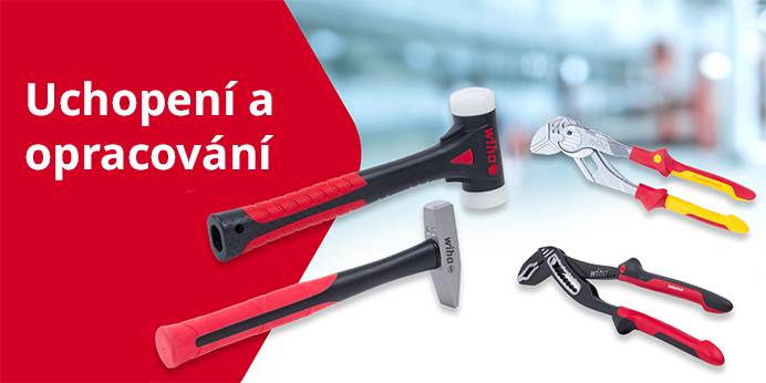 Nářadí Wiha pro uchopení a práci, kladiva, kleště, šroubováky.