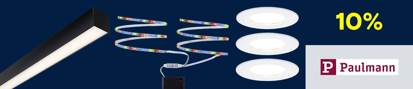 Paulmann mit "10%" Rabatt und dem Paulmann-Logo zu sehen
