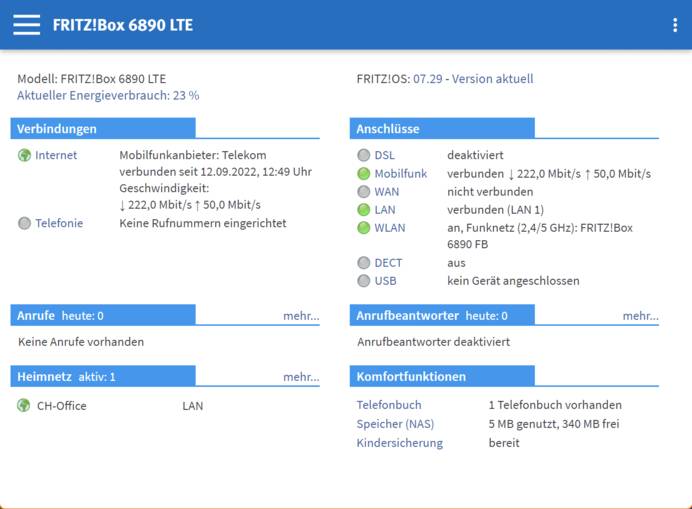 AVM Fritz Box bedienen - Übersicht