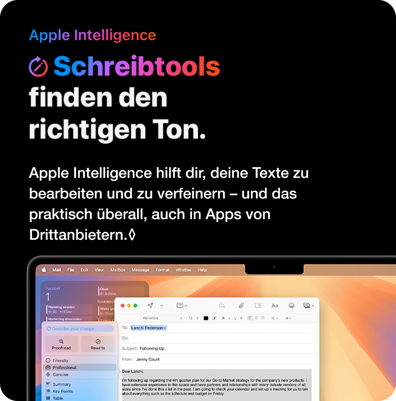 Apple Intelligence. Schreibtools finden den richtigen Ton