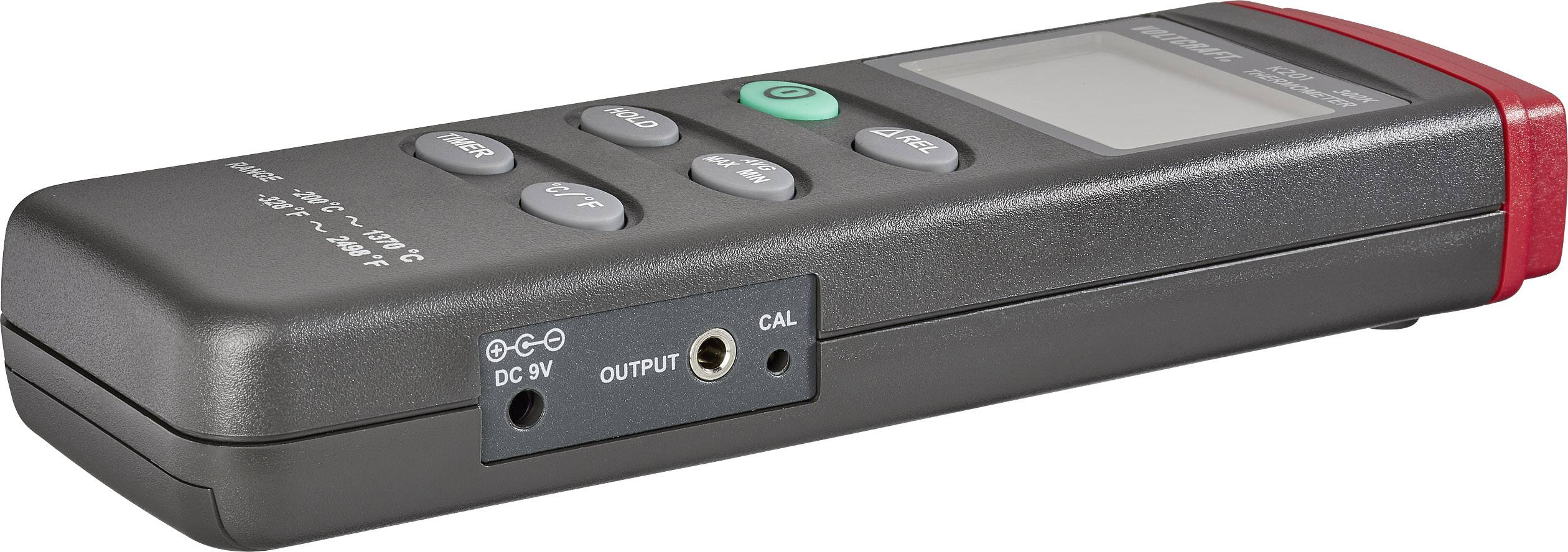 Digitální měřicí přístroj s několika tlačítky a displejem pro zobrazení naměřených hodnot. Po levé straně konektory pro napájení a kalibraci.