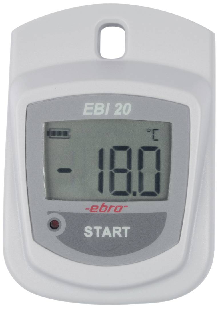 Digitální teploměr ukazuje -18,0 stupňů Celsia.