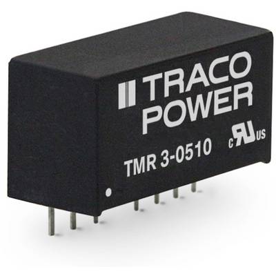 Traco Power TMR 3-0510 měnič napětí, obdélníkové černé pouzdro s několika kovovými kolíky, pro elektronické aplikace.