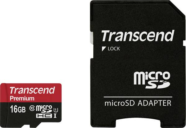 Transcend Premium paměťová karta microSDHC Retail 16 GB Class 10, UHS-I vč. SD adaptéru
