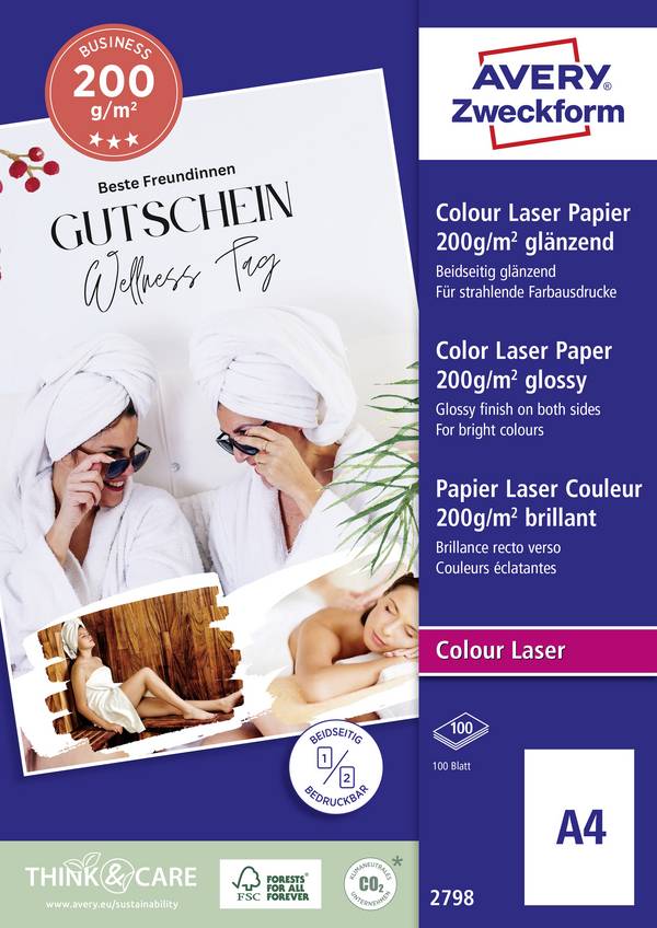 Avery-Zweckform Premium Laser Papier hochglänzend 2798  papír do laserové tiskárny A4 200 g/m² 100 listů bílá