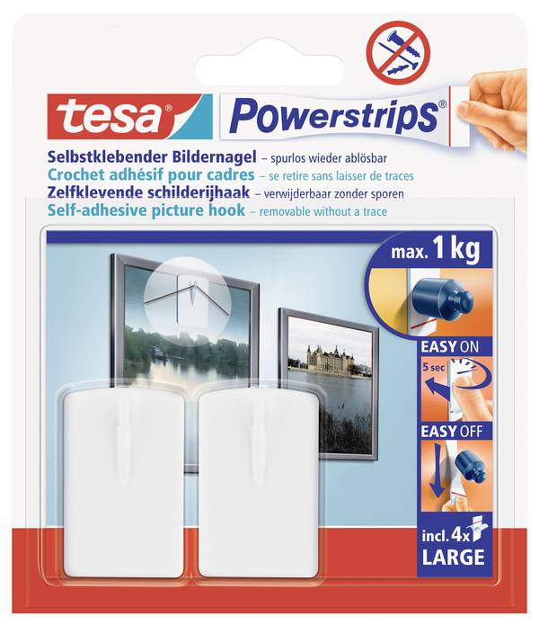 tesa POWERSTRIPS® Hřebík  bílá Množství: 2 ks