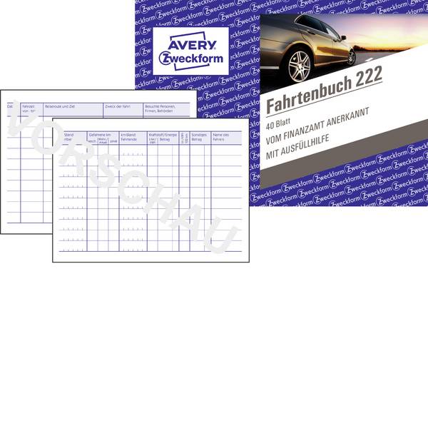 Avery-Zweckform 222 DIN A6 na šířku kniha jízd  Počet listů: 40 bílá  40 listů