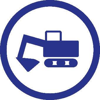 Symbol bagru v modrém kruhu na bílém pozadí.