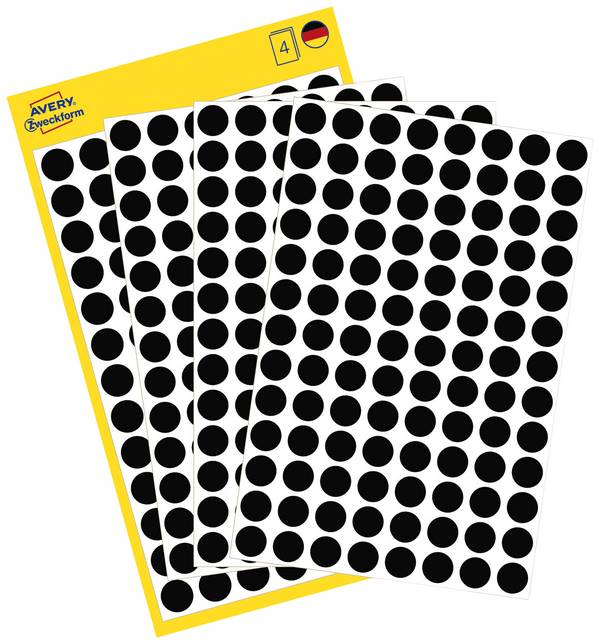 Avery-Zweckform 3009 popisovače etiket Ø 8 mm černá 416 ks trvalé papír