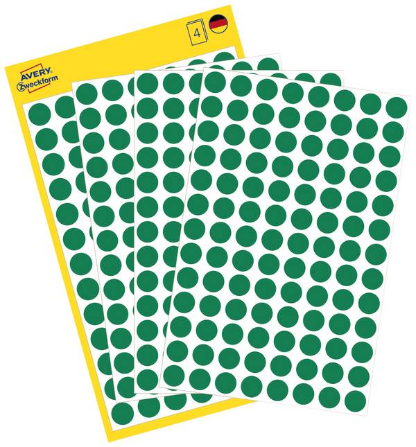 Avery-Zweckform 3012 popisovače etiket Ø 8 mm zelená 416 ks trvalé papír