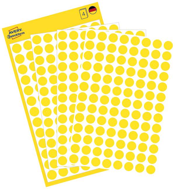 Avery-Zweckform 3013 popisovače etiket Ø 8 mm žlutá 416 ks trvalé papír