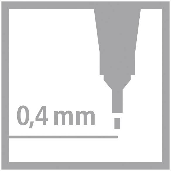 Symbol zobrazuje hrot pera s nápisem '0,4 mm', který poukazuje na tloušťku čáry.
