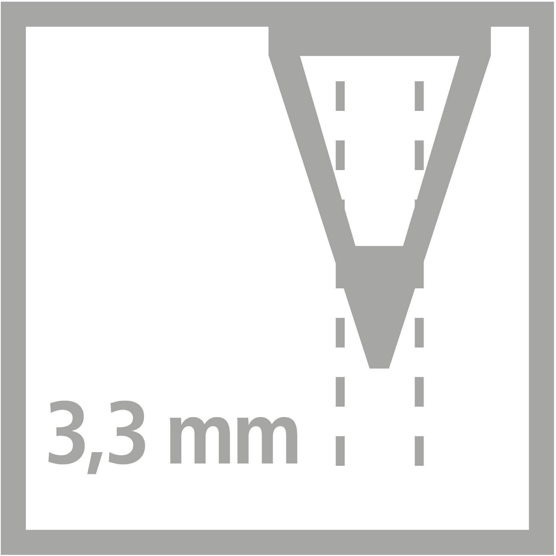Symbol pro 3,3 mm široký šroubový hrot.