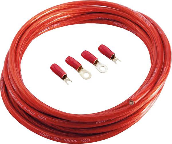 Sinuslive sada napájecích kabelů k HiFi zesilovači do auta  25 mm²   pozlacený