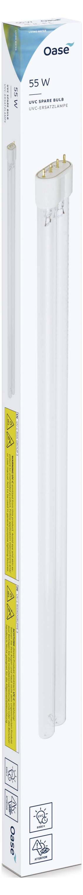 Balení zářivky Osram 58W ve tvaru U, zobrazené ve vertikální orientaci, s energetickým štítkem na boku.