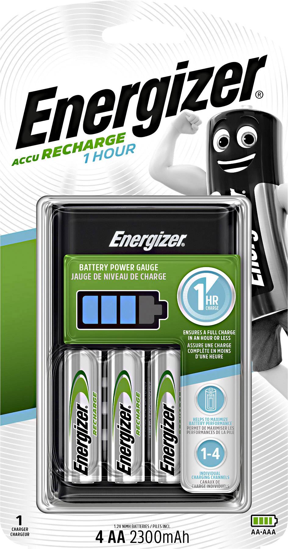 Černý herní ovladač a dvě baterie Energizer s textem 'Maximalizuje výkon baterie'.