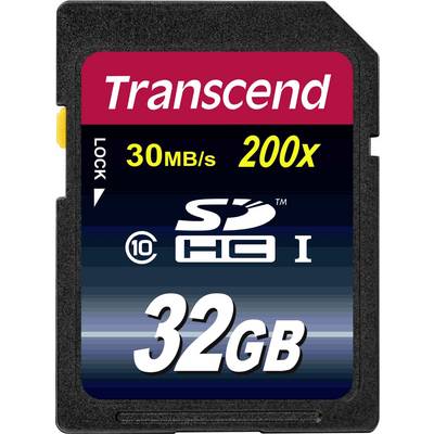 Paměťová karta SD od Transcendu, třída 10, SDHC I, 32 GB, rychlost 30 MB/s, 200x rychlost.