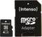 Karta Intenso microSD, 4 GB, vedle adaptéru microSD.