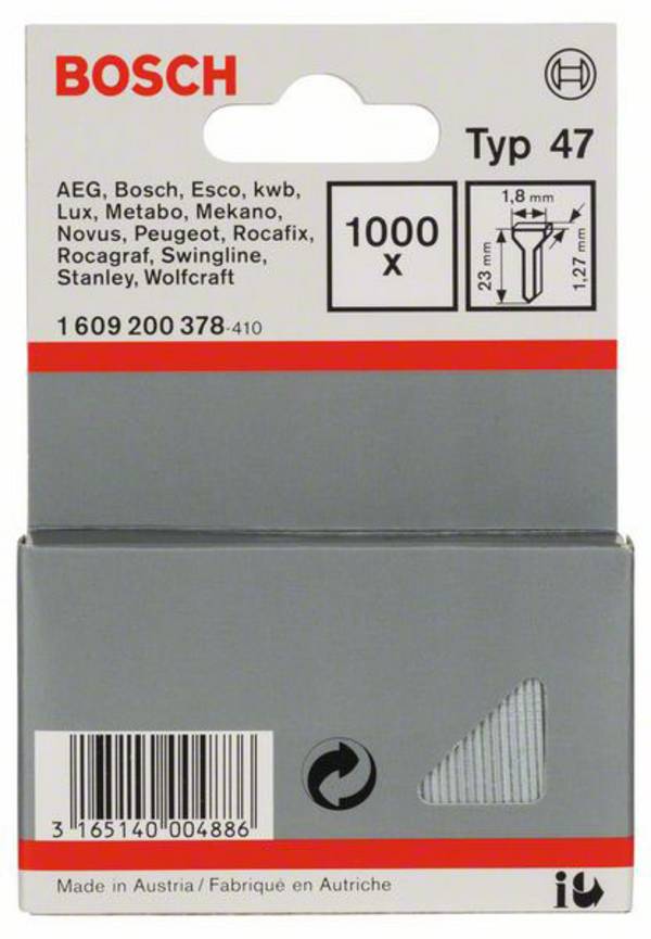 Bosch Accessories 1609200378 Hřebíky do sponkovačky Typ 47  Vnější délka 23 mm 1000 ks