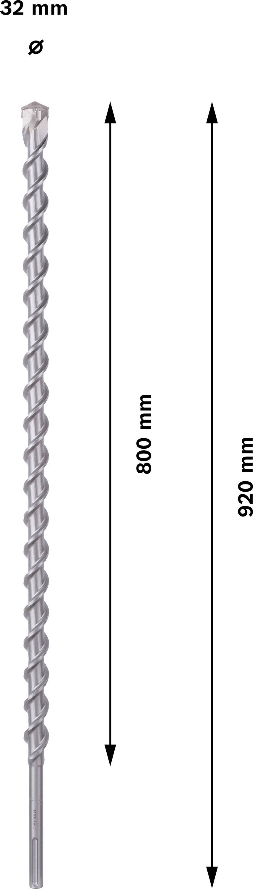 Vrták s průměrem 32 mm, dvě délky: 800 mm a 920 mm.