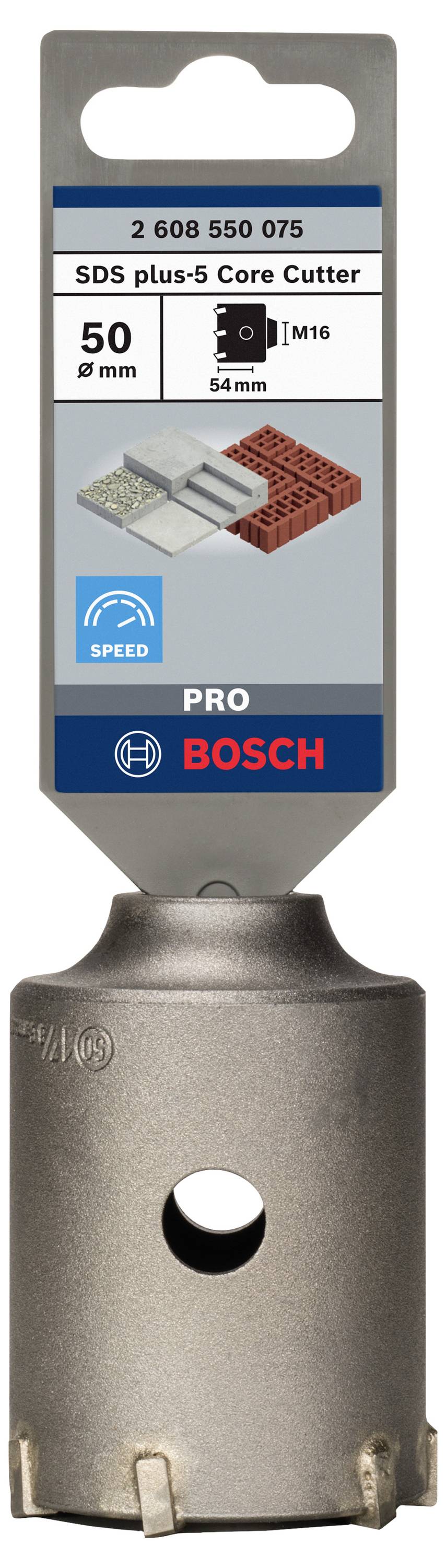 Vrtací korunka s SDS plus-5, průměr 50 mm. Pro přesné vrtání do betonu a cihel. Značka: Bosch.