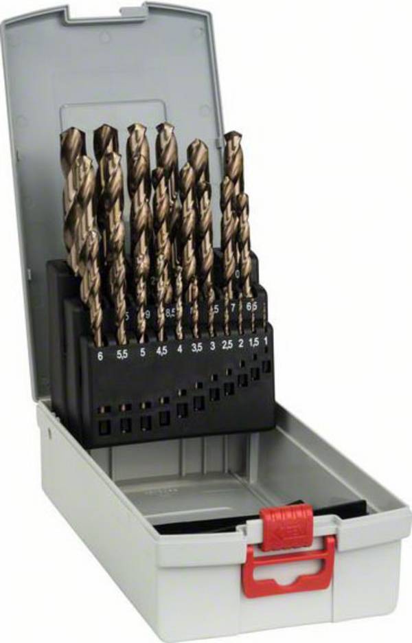 Bosch Accessories 2608587018 HSS sada spirálových vrtáku do kovu 25dílná 1 mm, 1.5 mm, 2 mm, 2.5 mm, 3 mm, 3.5 mm, 4 mm, 4.5 mm, 5 mm, 5.5 mm, 6 mm, 6.5 mm, 7 mm, 7.5 mm, 8 mm, 8.5 mm, 9 mm, 9.5 mm, 10 mm, 10.5 mm, 11 mm, 11.5 mm, 12 mm, 12.5 mm, 13 mm Cobalt DIN 338 válcová stopka 1 sada