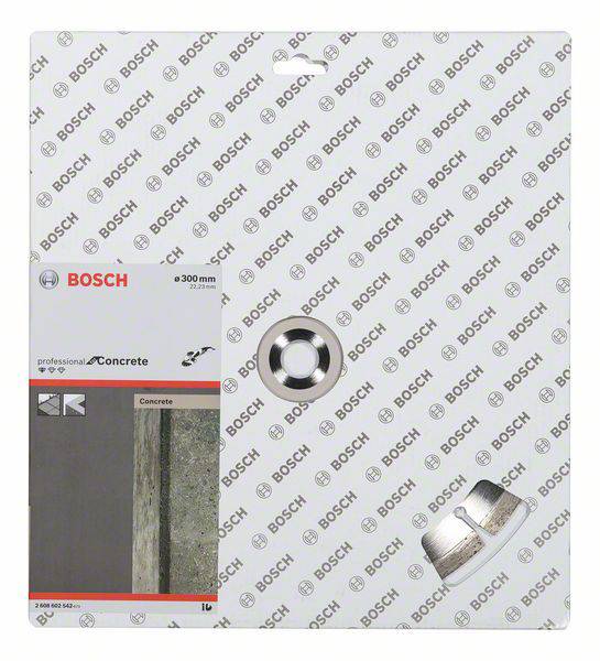 Balení sady diamantových dělicích kotoučů Bosch. Obsahuje obrázek produktu a popisy velikosti a materiálů.