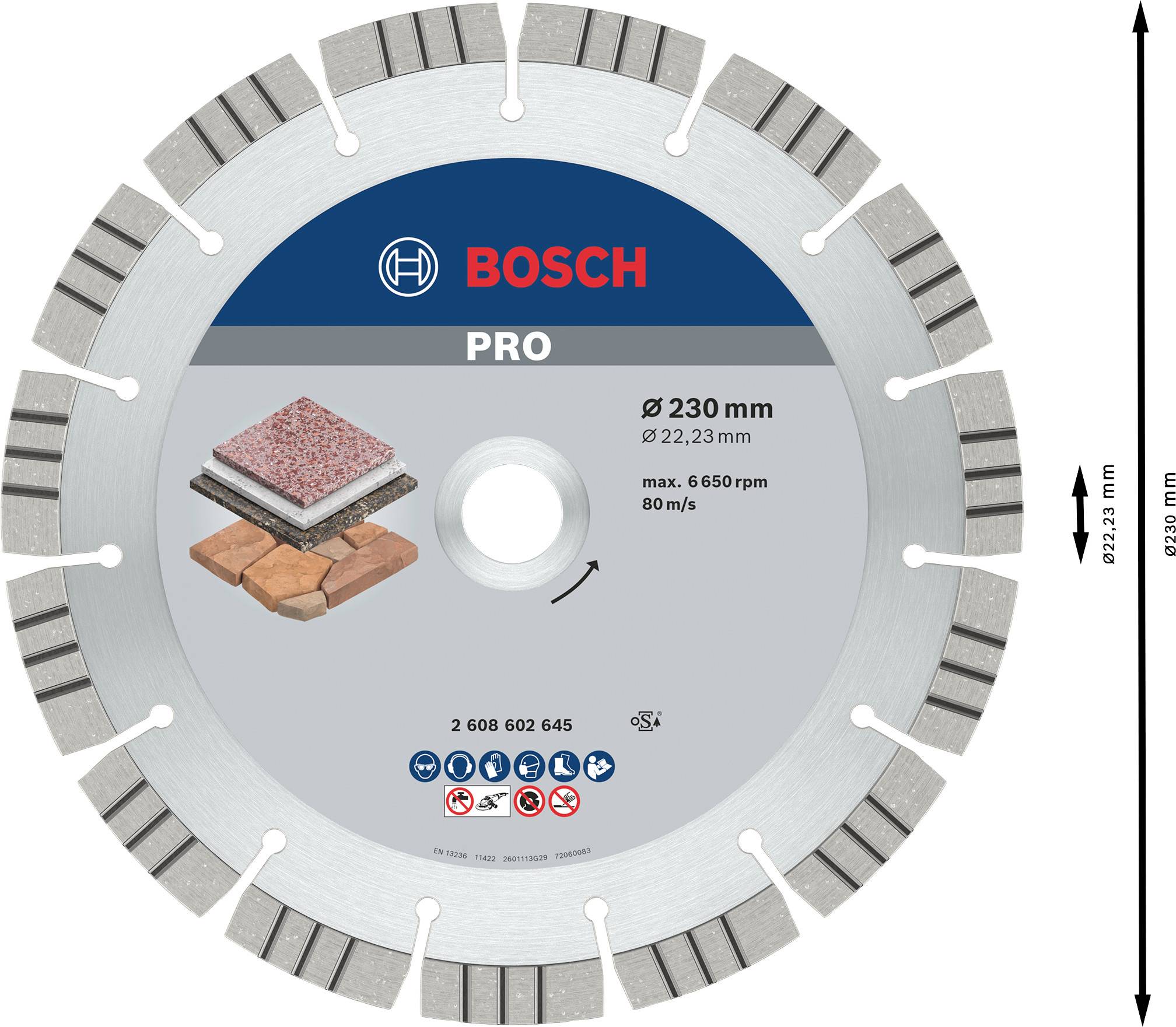 Pilový kotouč 'Bosch Pro', Ø 230 mm, vhodný pro kameny a dlaždice, max. 6650 ot./min.