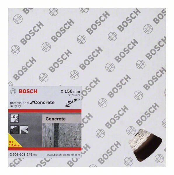 Balení pilového listu Bosch. Obsahuje informace o rozměrech, materiálu a účelu použití pro profesionální opracování betonu.
