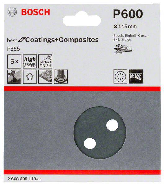 Brusný kotouč P600, průměr 115 mm, vhodný pro Bosch, Einhell, Kress. Ideální pro povrchové úpravy a kompozitní materiály.
