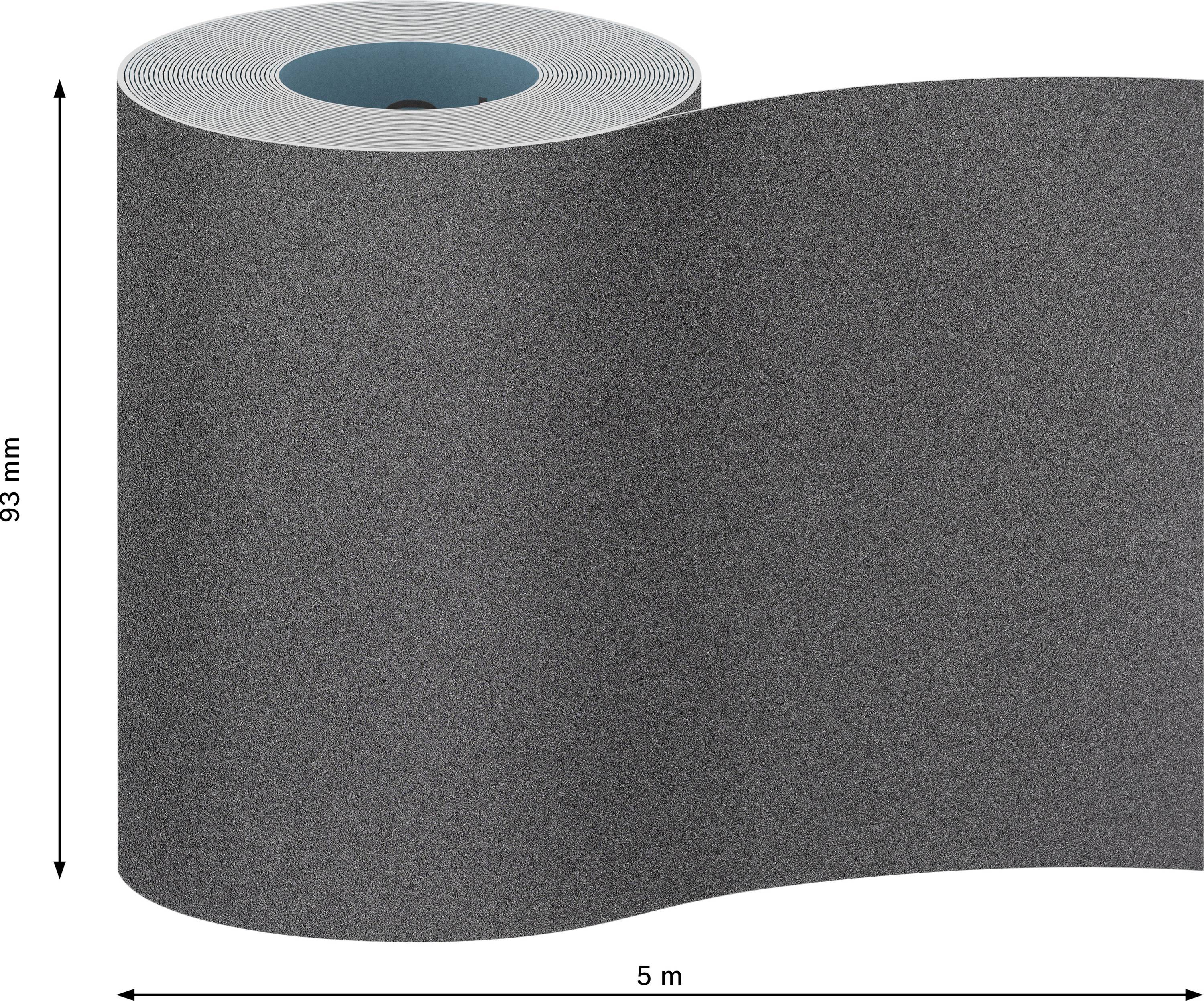 Role se smirkovým papírem, šířka 93 mm a délka 5 m, tmavá barva.