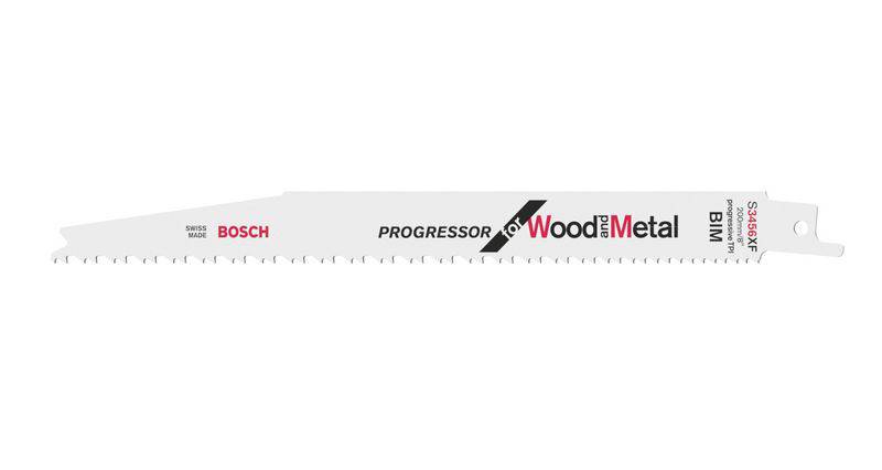 Pilový list Bosch pro dřevo a kov, model 'Progressor for Wood+Metal'. Vhodný pro použití s nástroji na šavlové pily.