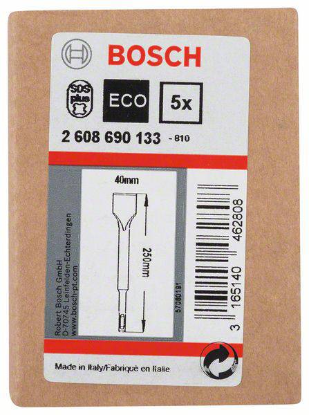 Obal Bosch pro ploché vrtáky, sada 5 kusů o průměru 40 mm a délce 250 mm. Vyrobeno v Itálii.