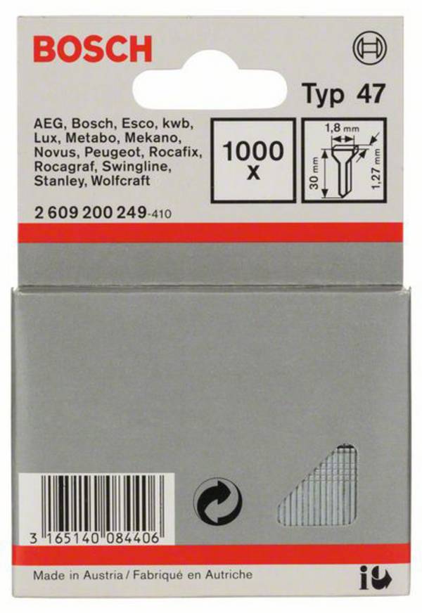 Bosch Accessories 2609200249 Hřebíky do sponkovačky Typ 47  Vnější délka 30 mm 1000 ks