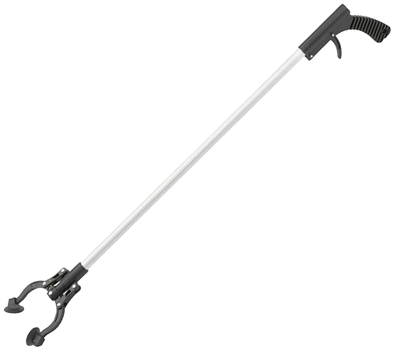 Rameno s černou rukojetí a úchopným mechanismem, ideální pro zvedání předmětů bez nutnosti ohýbání se.