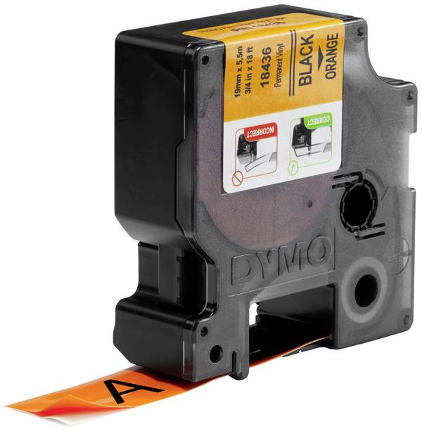 etikety DYMO IND RHINO S0718500 vinyl Barva pásky: oranžová Barva písma:černá 19 mm 5.5 m