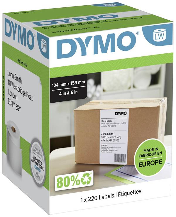 DYMO etikety v roli  S0904980 S0904980 159 x 104 mm papír bílá 220 ks trvalé přepravní štítky
