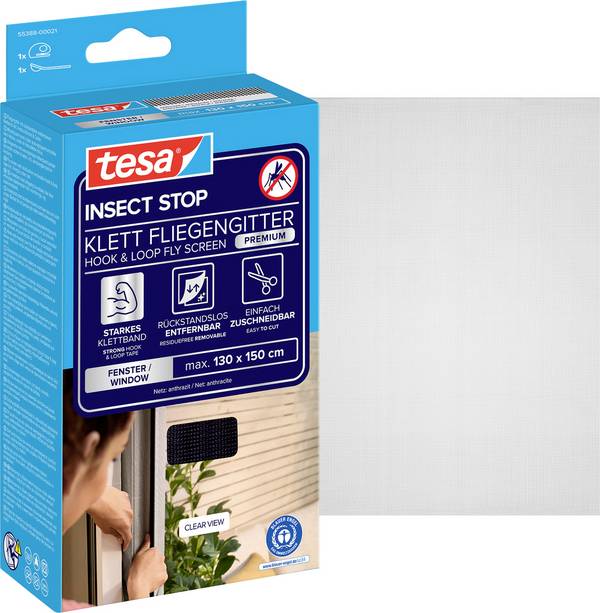 Síť proti hmyzu do oken tesa COMFORT, (š x v) 1500 mm x 1300 mm, antracitová, 1 ks