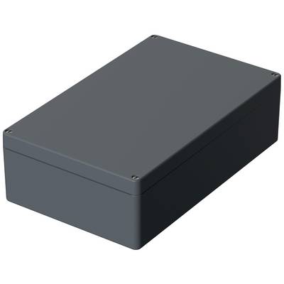 Obdélníkový šedý kryt, pravděpodobně pro elektronická zařízení, na bílém pozadí.