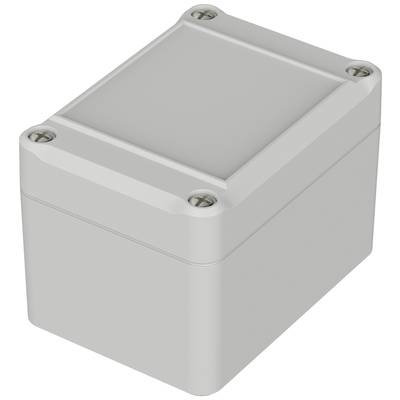 Obdélníkový šedý kryt se šrouby v rozích. Pravděpodobně slouží jako ochranný kryt pro elektrické komponenty.