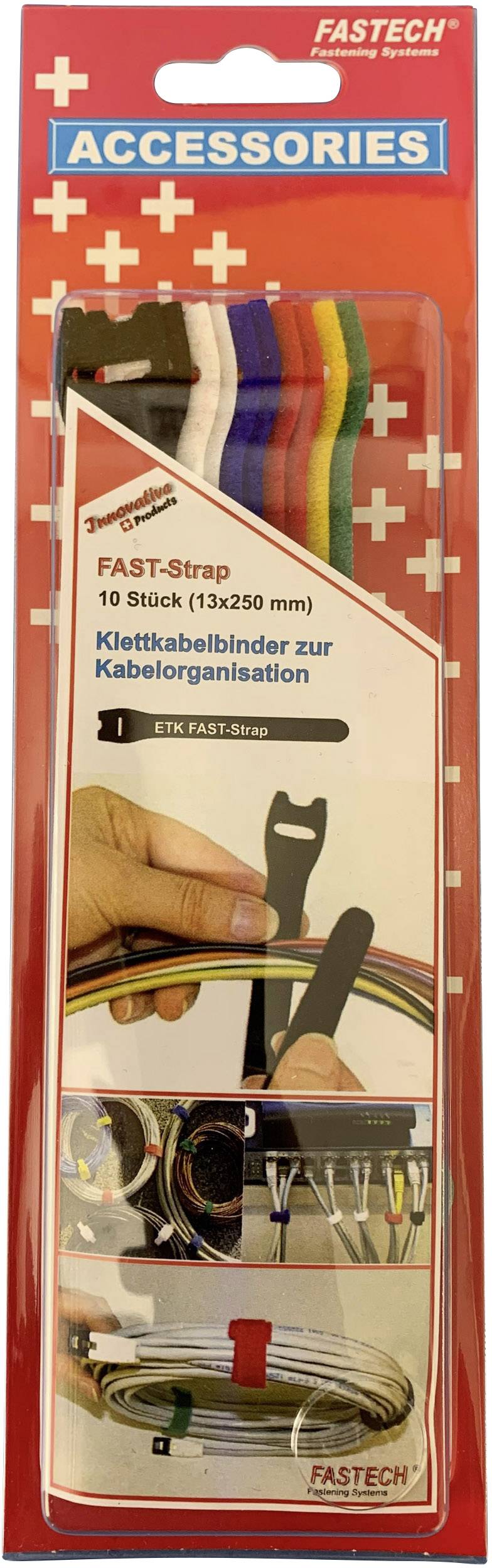 FASTECH® 804-06C kabelový manažer na suchý zip ke spojování háčková a flaušová část (d x š) 250 mm x 13 mm barevná 10 ks
