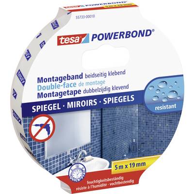 Oboustranná montážní páska tesa Powerbond, 5 m x 19 mm. Vhodná pro zrcadla, odolná vlhkosti, odolává vlhkému prostředí.