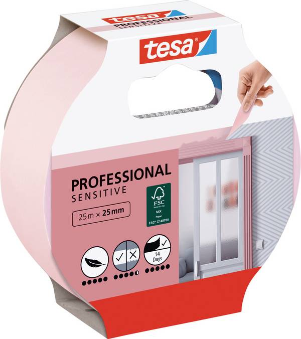<br>  tesa<br>  PRECISION SENSITIVE<br>  56261-00000-03<br>  krepová lepicí páska<br>  tesa®<br>  růžová<br>  (d x š) 25 m x 38 mm<br>  1 ks<br>