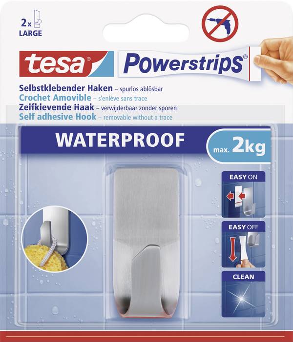 tesa POWERSTRIPS® Voděodolný háček  kov Množství: 1 ks