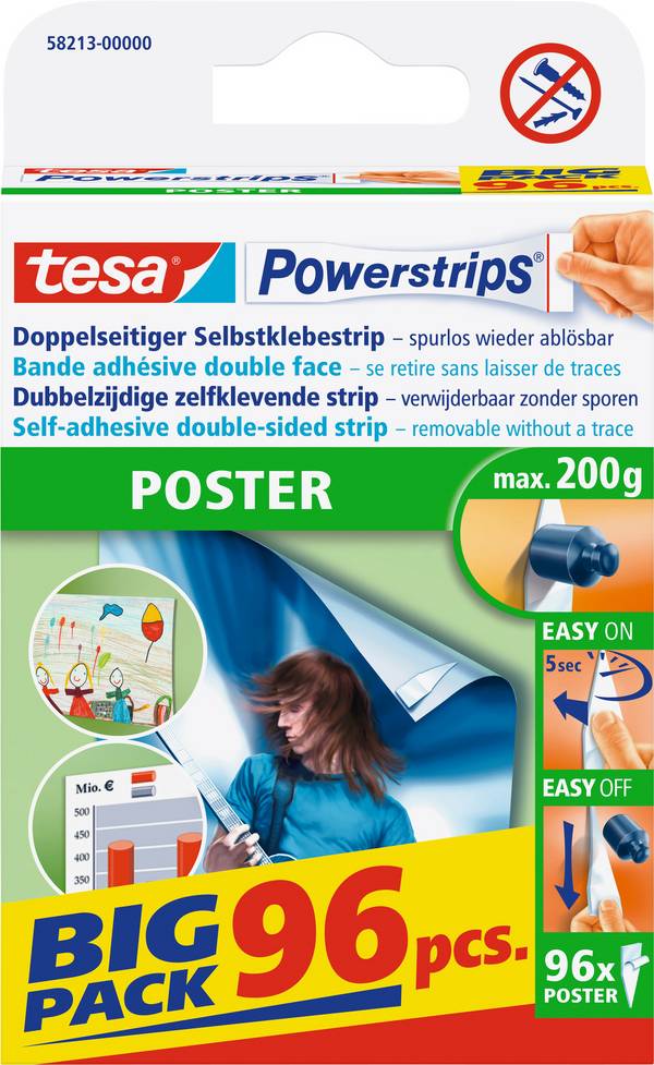 tesa POWERSTRIPS® Poster Oboustranná lepicí páska  bílá Množství: 96 ks