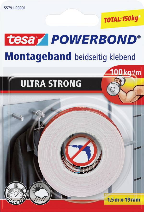 tesa ULTRA STRONG 55791-00001-00 montážní páska tesa® POWERBOND bílá (d x š) 1.5 m x 19 mm 1 ks