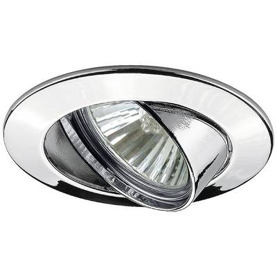Stříbrný vestavný reflektor s otočným designem, který umožňuje všestranné osvětlení. Ideální pro moderní interiéry.